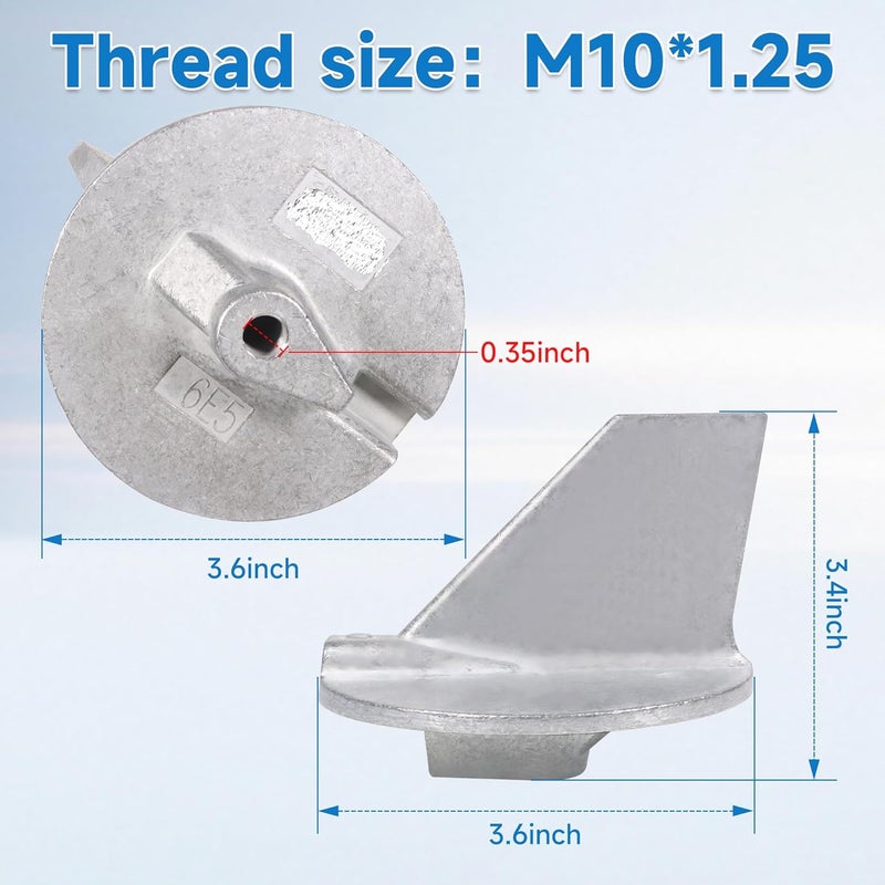 Deridi 6E5-45371-01 Boat Motor Tab Trim Anode for Yamaha 115HP-225HP 2 stroke and 4 stroke Outboard Engine Replace for Sierra 18-6097 - Image 2